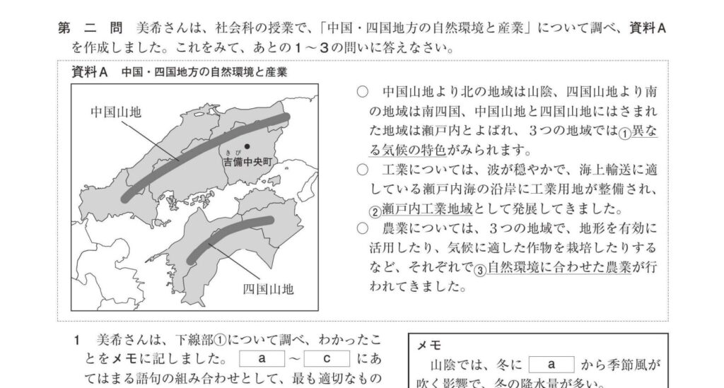 宮城県公立高校入試社会第二問